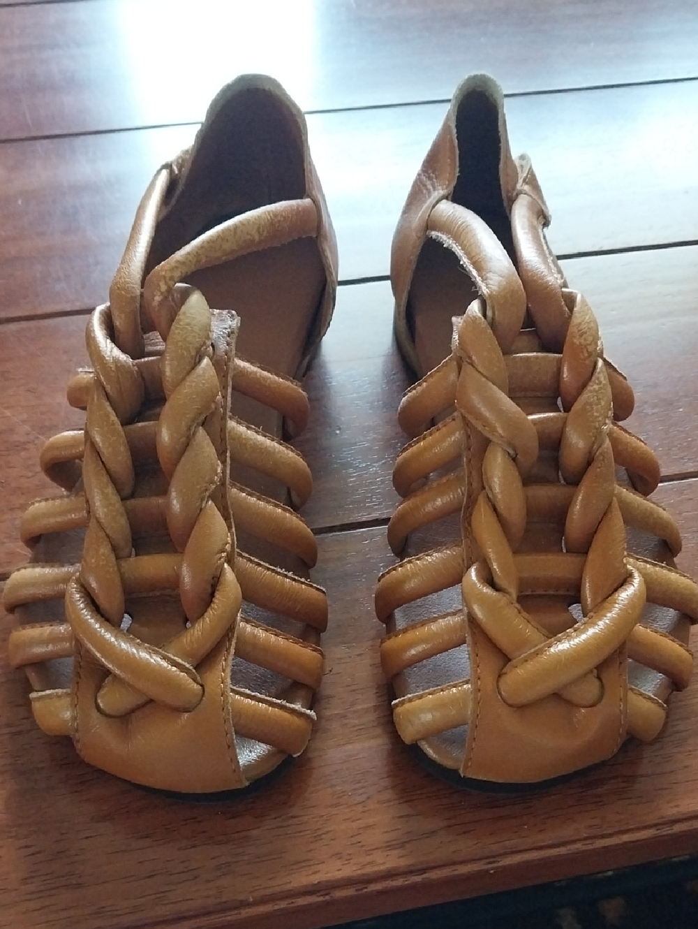 Handmade Braided Honey Leather Cage Sandals